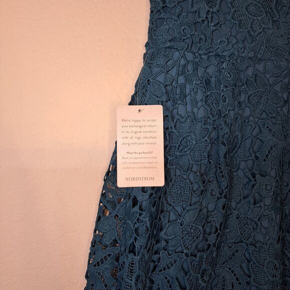 ASTR the Label Teal V-Neck Lace Crochet Tank Midi Dress Party Cocktail Women's M - Picture 8 of 10